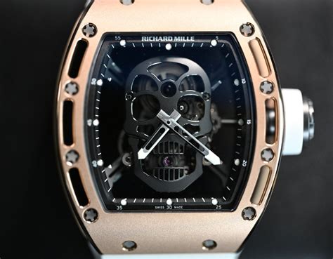 richard mille rm052 skull tourbillon in rose gold and diamonds|richard mille skull watch.